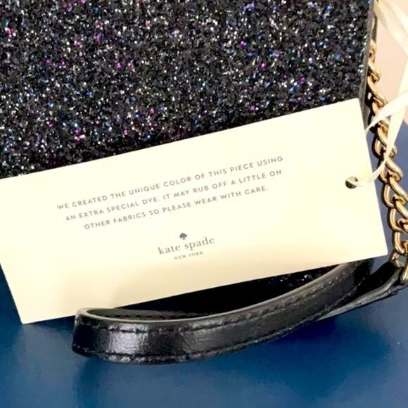 KATE SPADE NWT MINI KIRIN SUNSET LANE BLACK SPARKLING SHOULDER BAG CROSSBODY - Picture 11 of 12